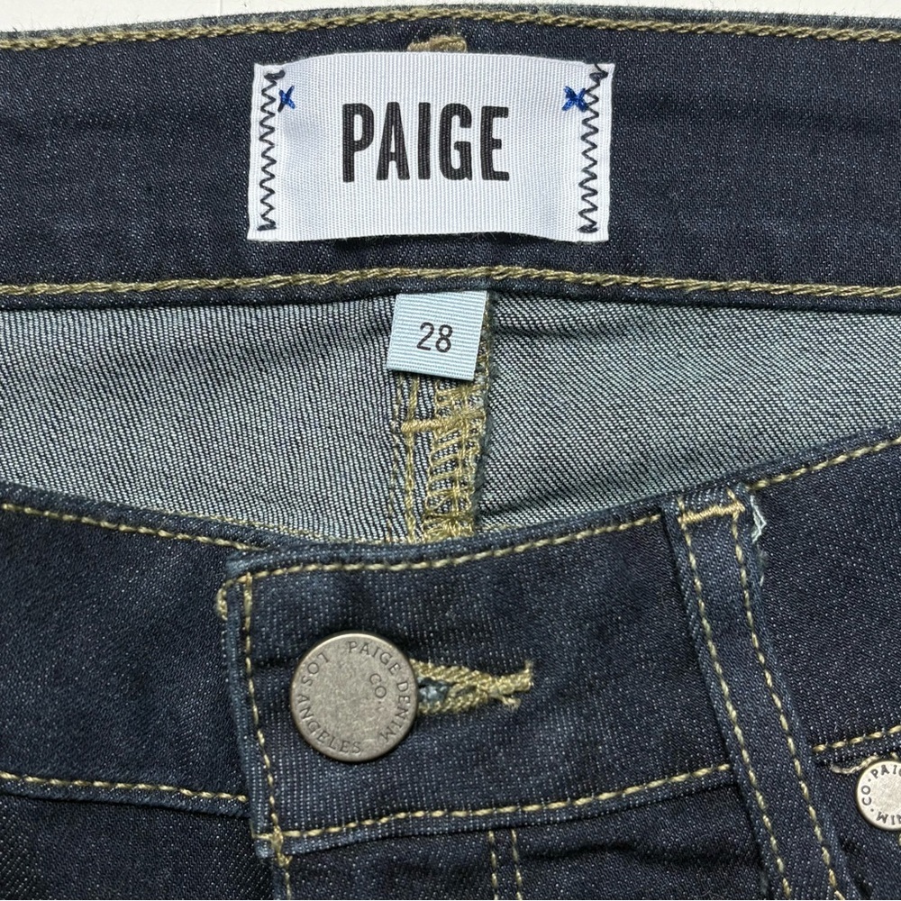 NWT PAIGE Jax Bermuda Denim Shorts Size 28 Kayla Dark Wash Stretch Raw Hem - Picture 7 of 10